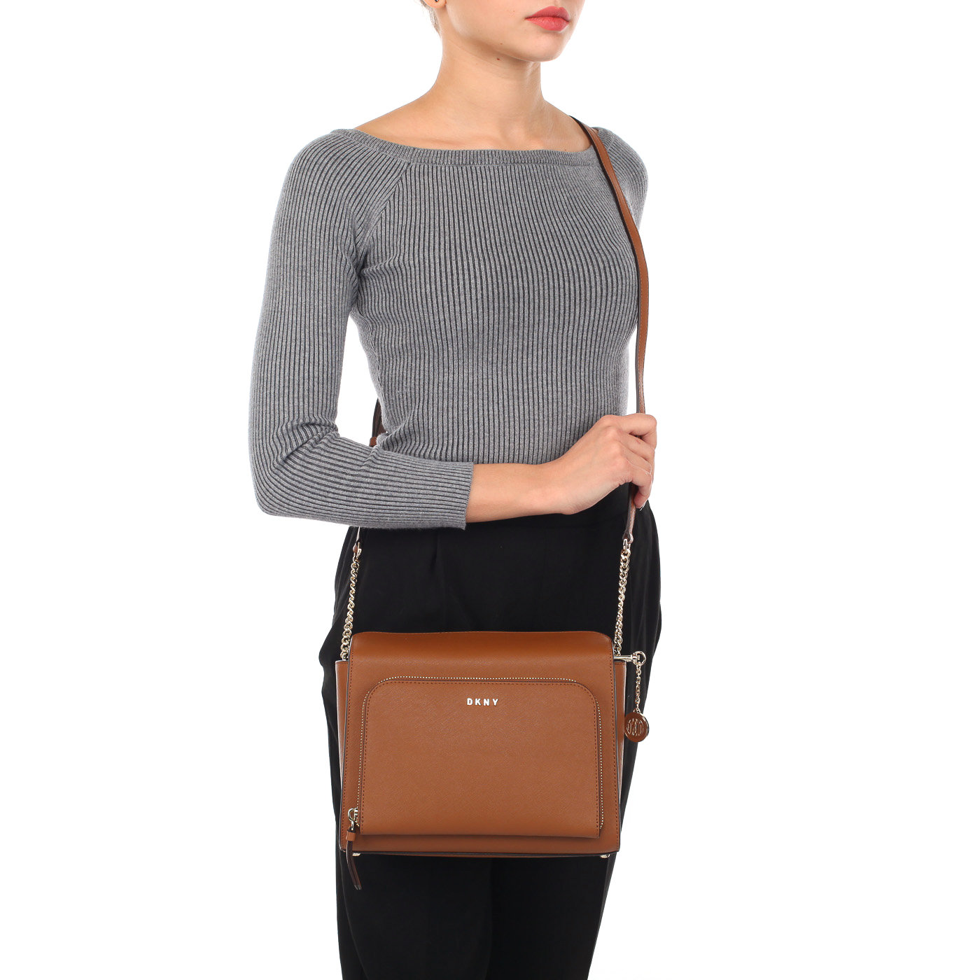 Женская сумка из натуральной сафьяновой кожи DKNY Saffiano