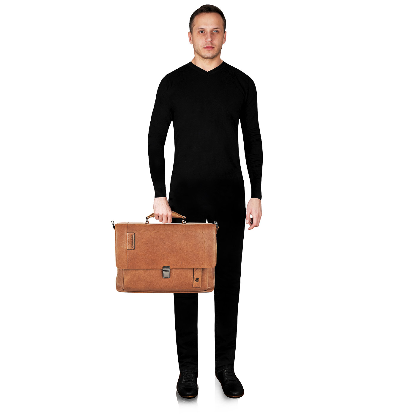 Мужской светлый портфель из натуральной кожи Piquadro Plus