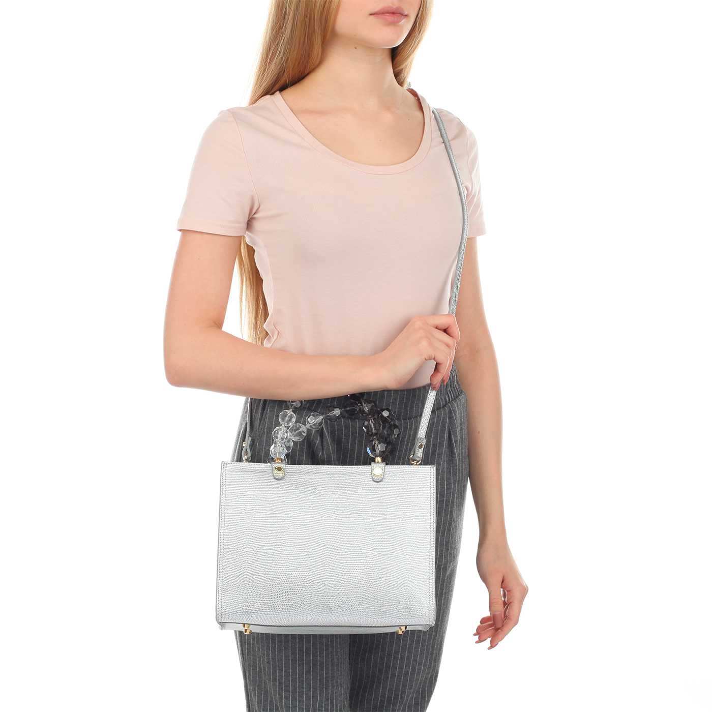 Женская сумка из серебристой кожи Roberta Gandolfi Sirenetta