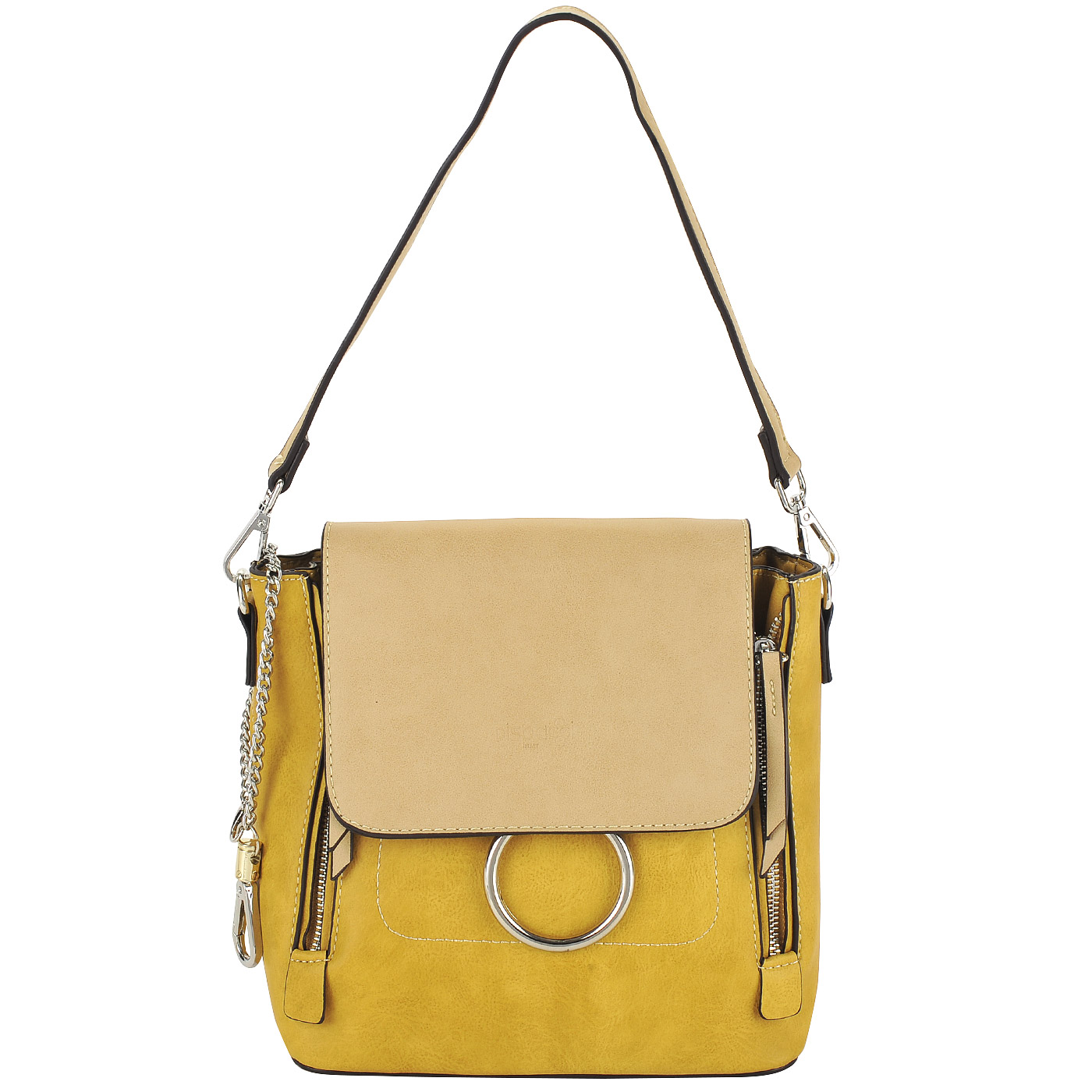 Dispacci Практичная женская сумка-рюкзак из экокожи желтого цвета
