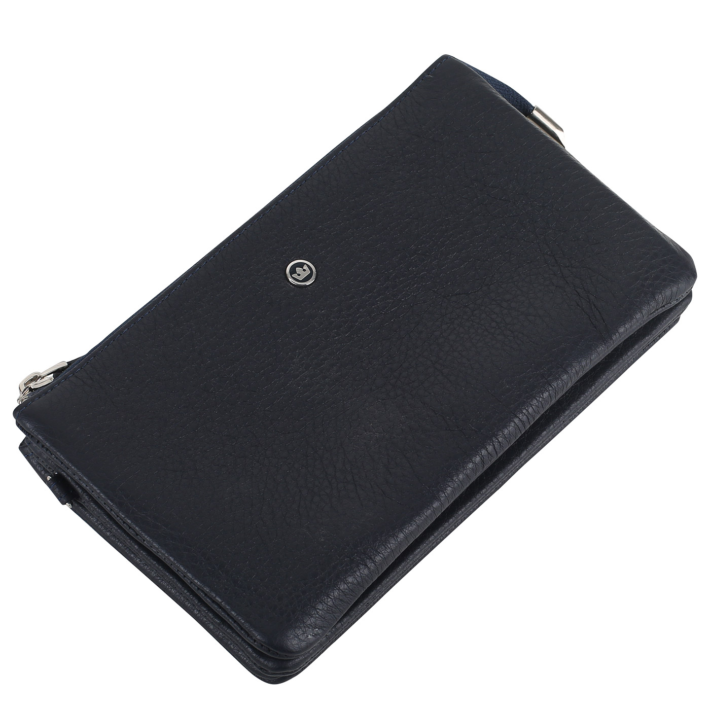 Клатч на молнии из синей кожи Stevens 