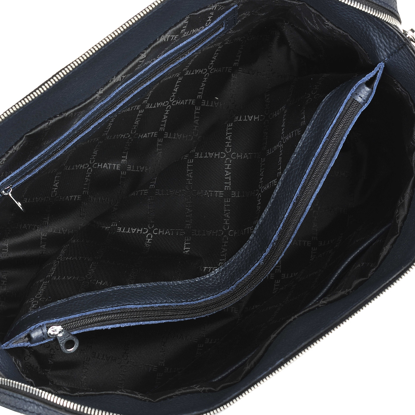 Вместительная кожаная сумка темно-синего цвета Chatte 