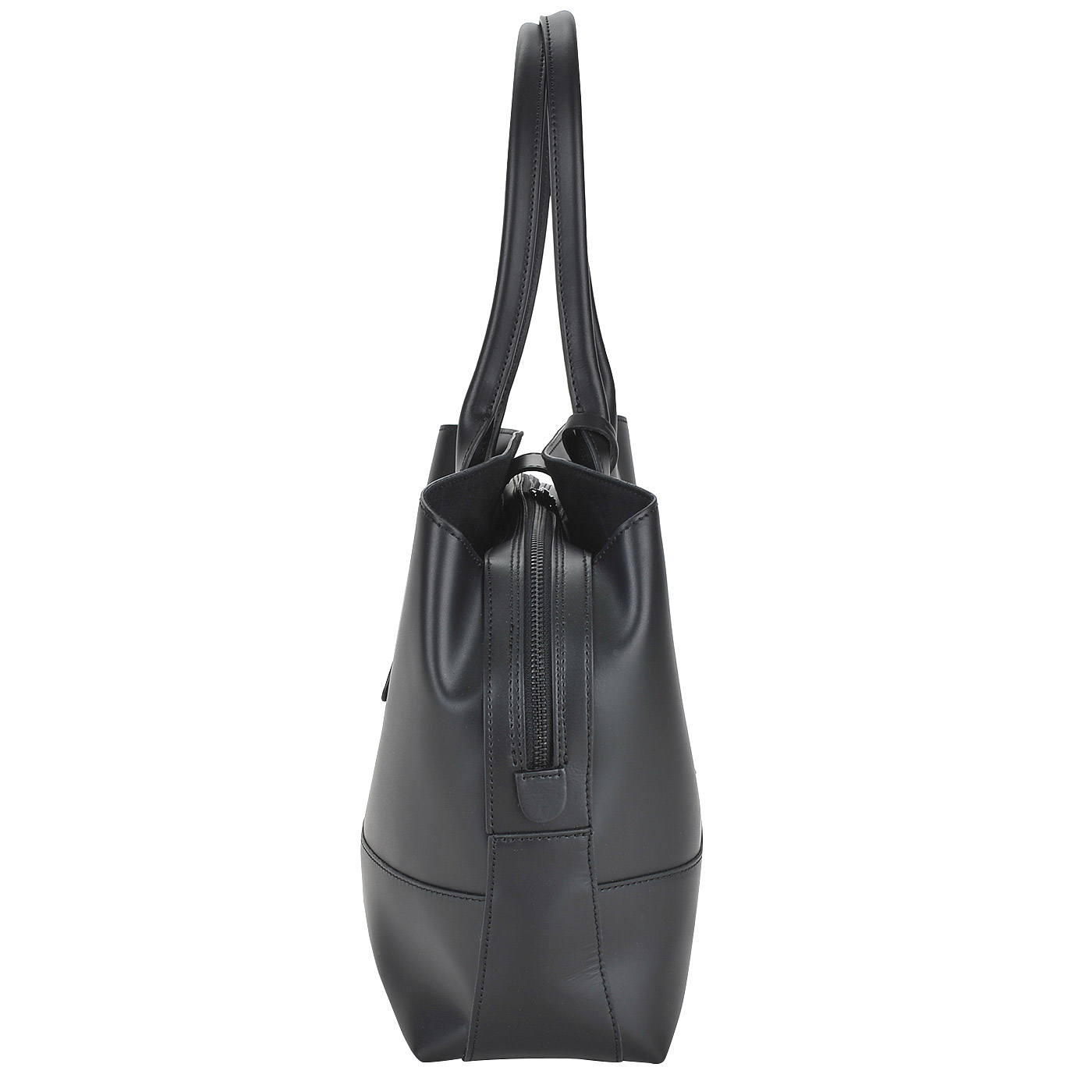 Женская сумка из черной матовой кожи с длинными ручками Ripani Curcuma