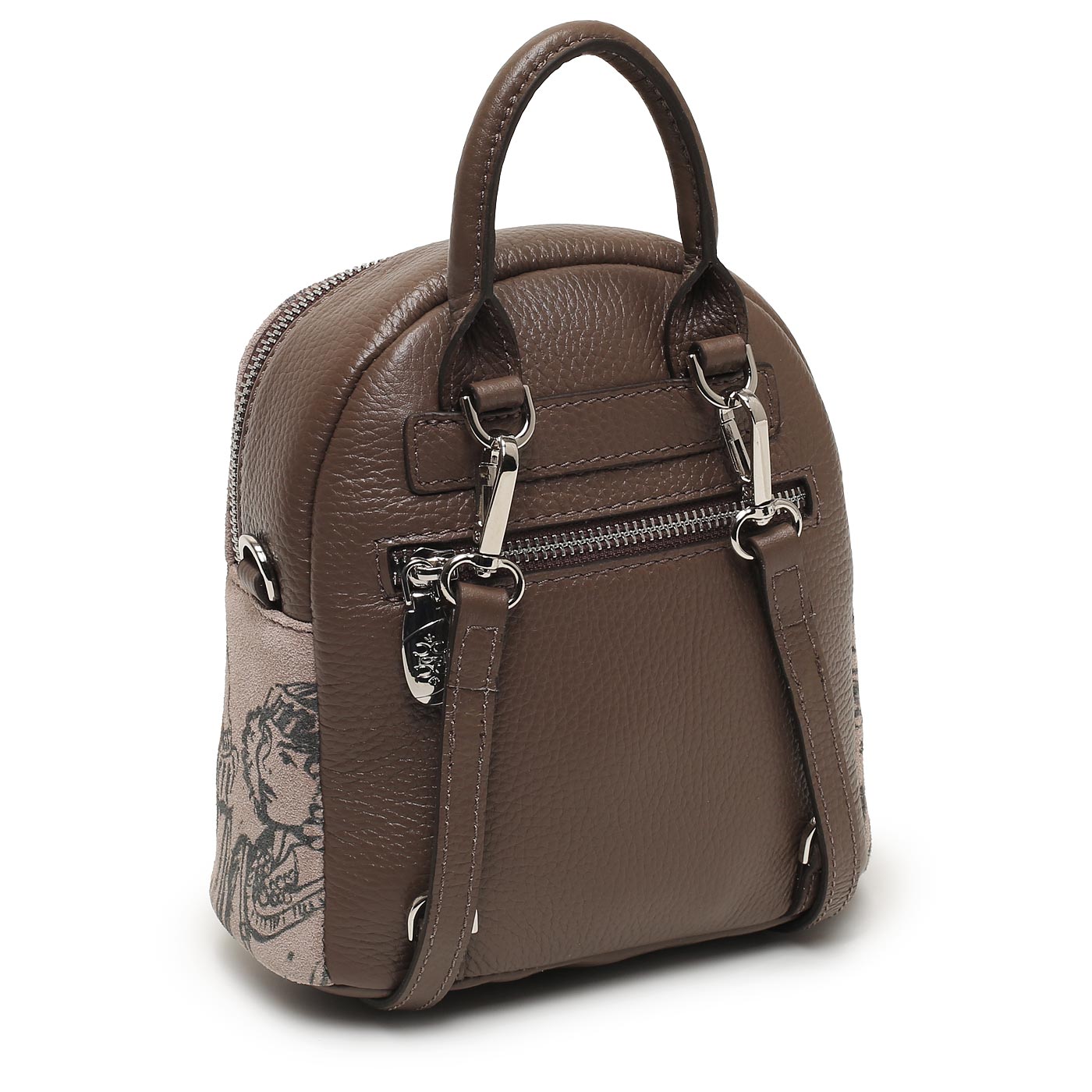 Кожаный рюкзак с принтом Curanni 