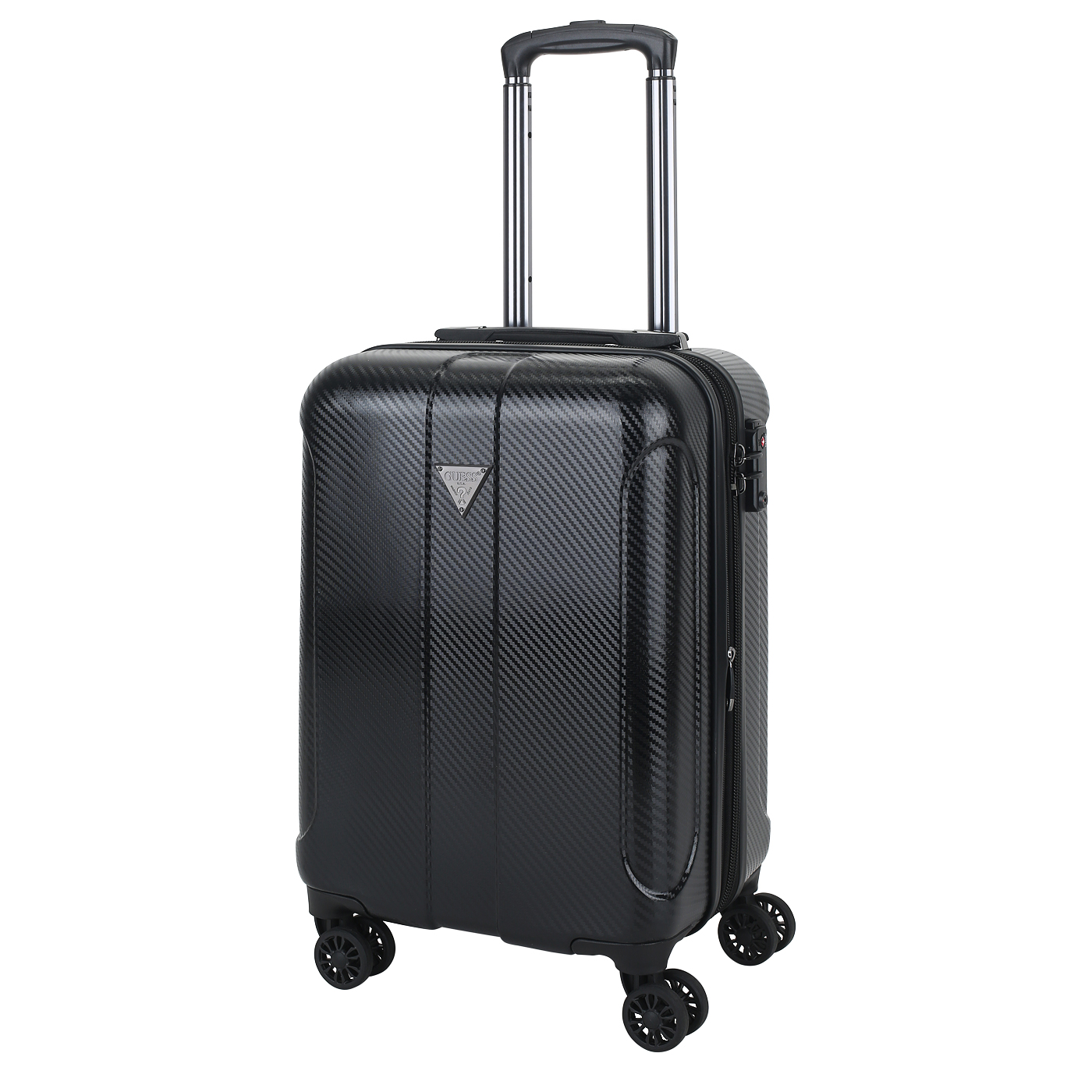 GUESS Lustre2 Trolley Bagaglio A Mano 18 Pollici – Valigia Rigida In Policarbonato Nero Con Ruote Silenziose E Lucchetto TSA