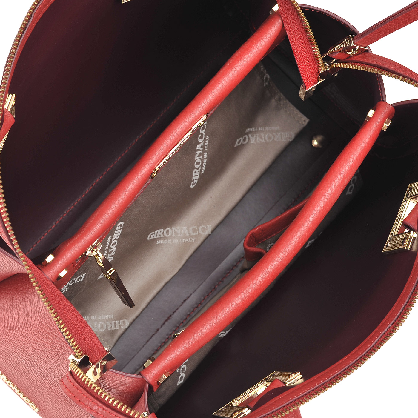 Красная кожаная сумка с короткими ручками Gironacci 