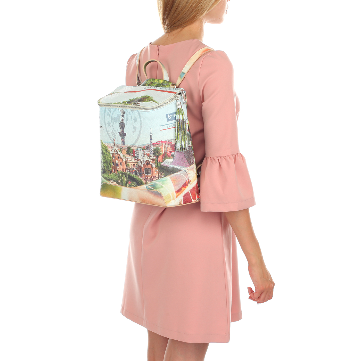 Женский кожаный рюкзак с принтом Acquanegra Barcelona