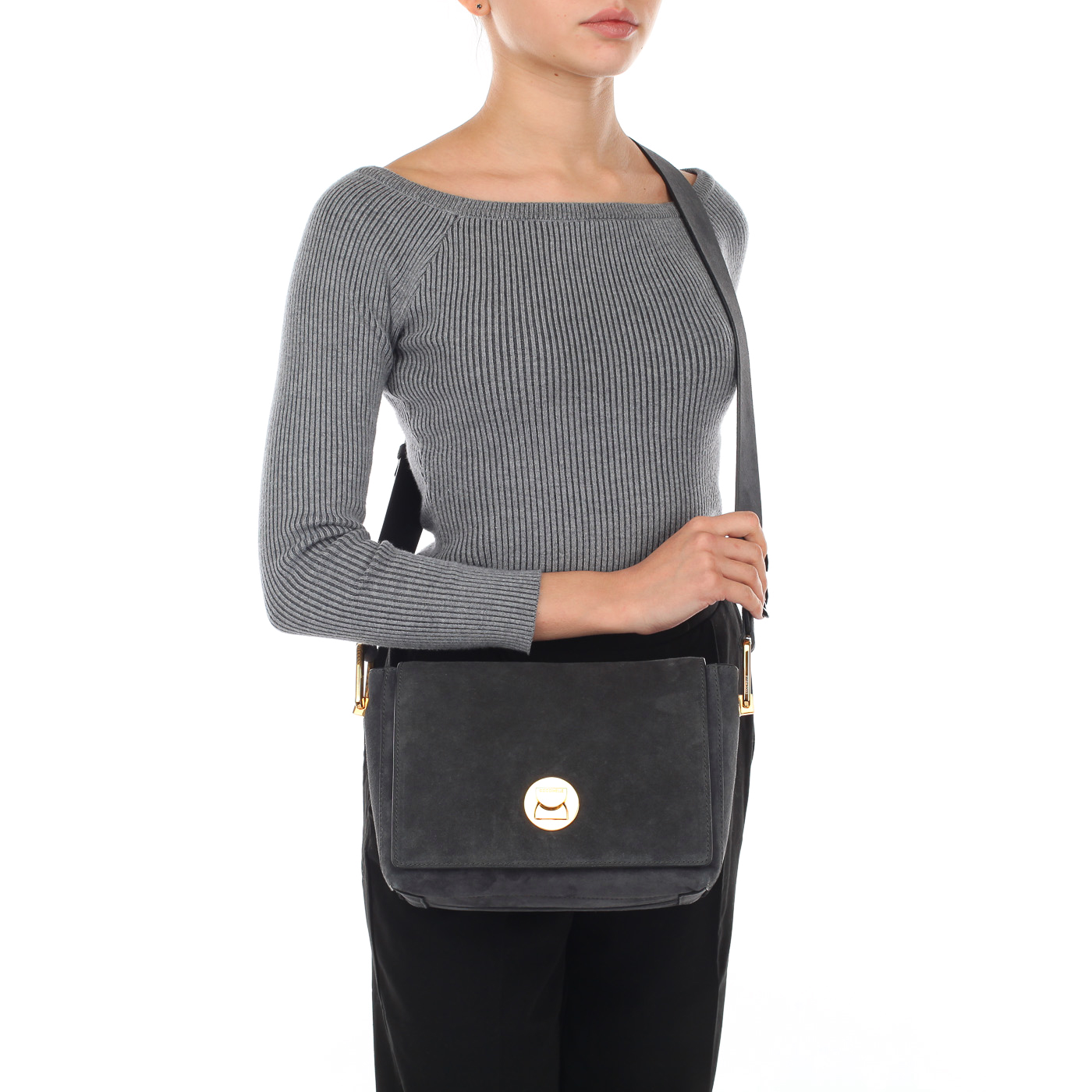 Женская замшевая сумка с откидным клапаном Coccinelle Liya suede