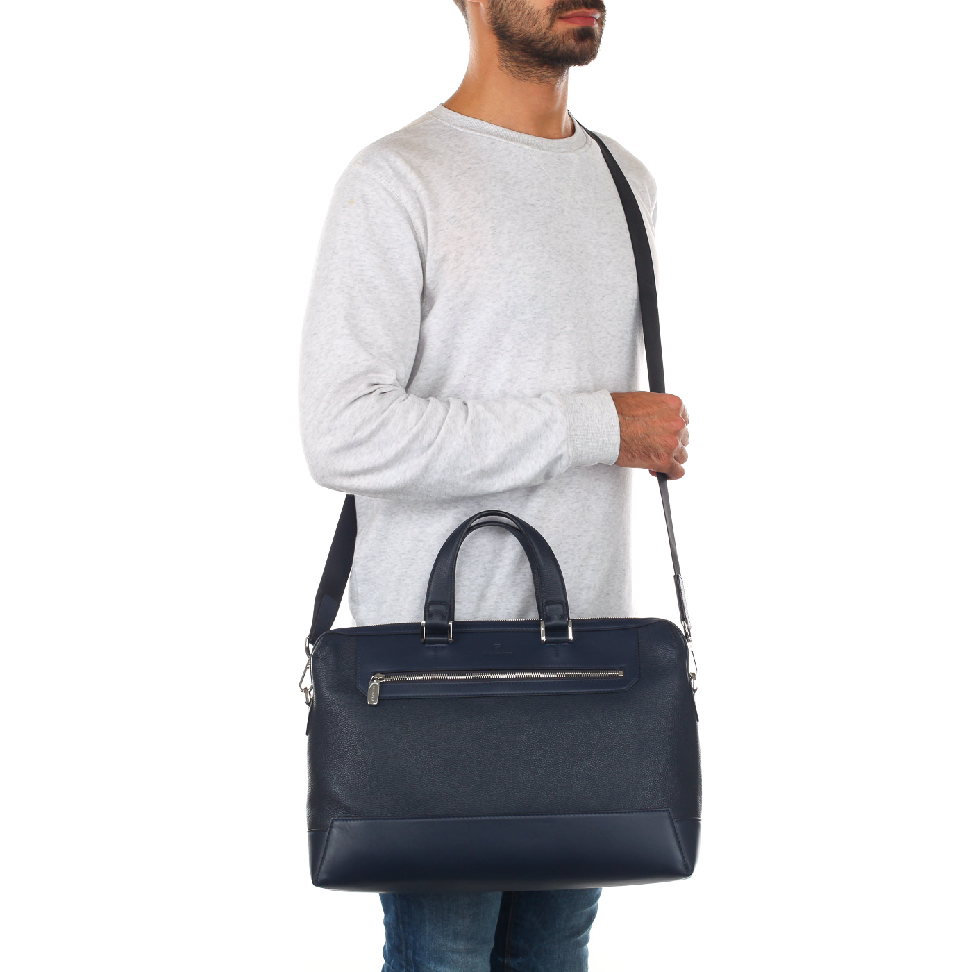 Мужская деловая сумка из зернистой кожи с плечевым ремешком Mayrhoff Berlin