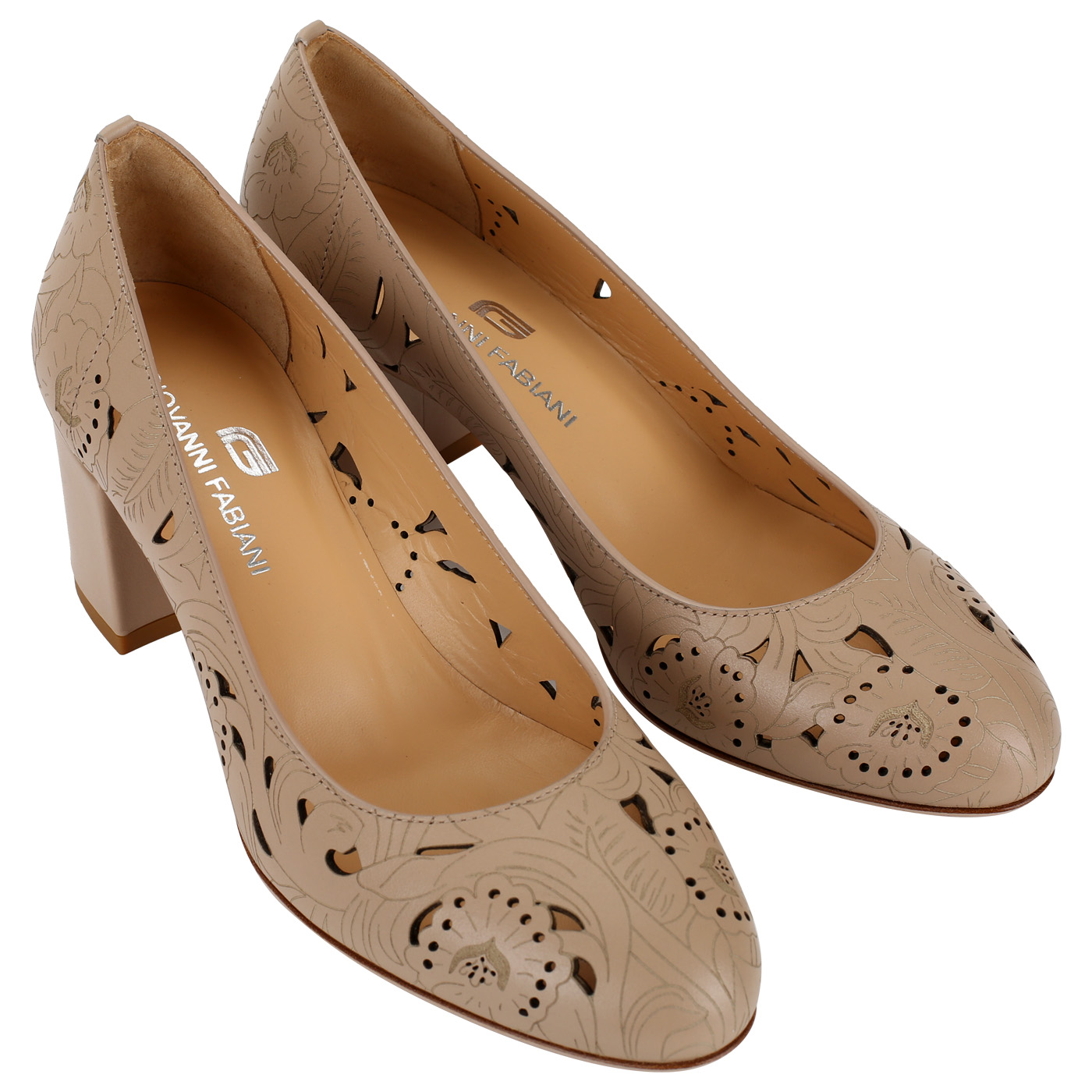 Женские бежевые туфли с перфорацией Giovanni Fabiani G4612_C5505*39-i ...