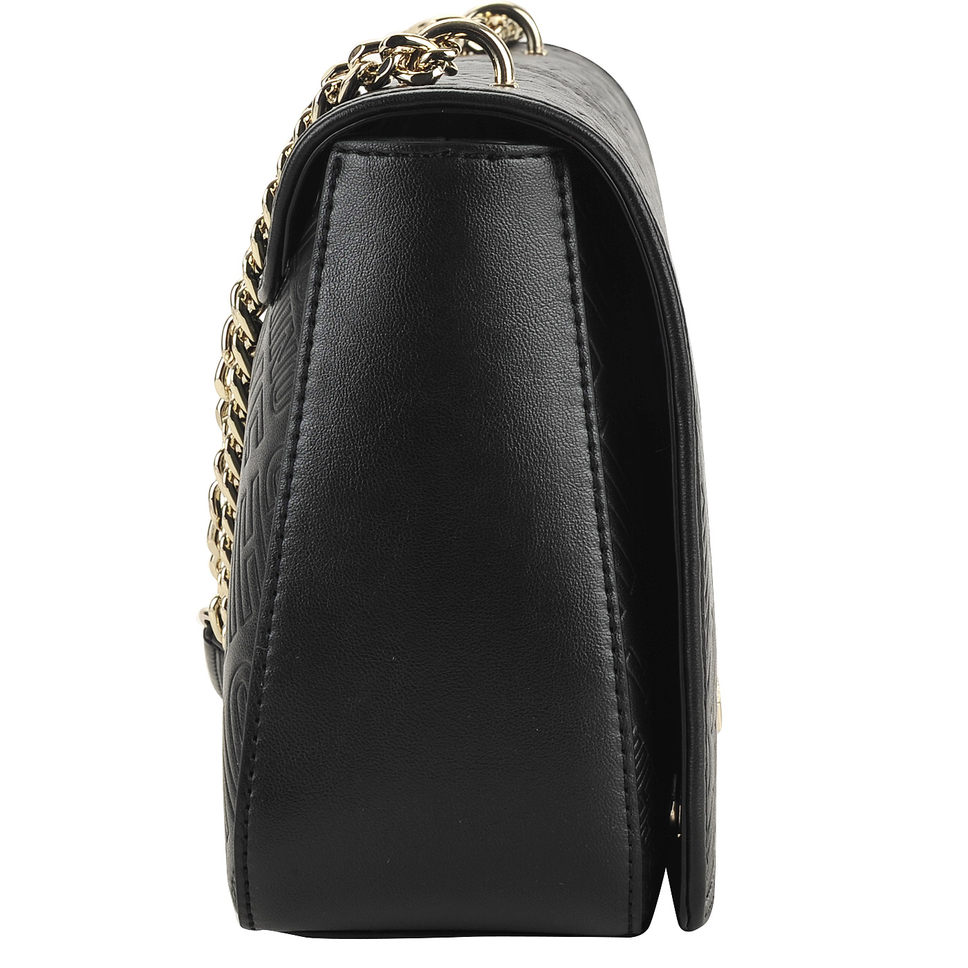 Женская черная сумка с длинными ручками и откидным клапаном Love Moschino Embossed logo