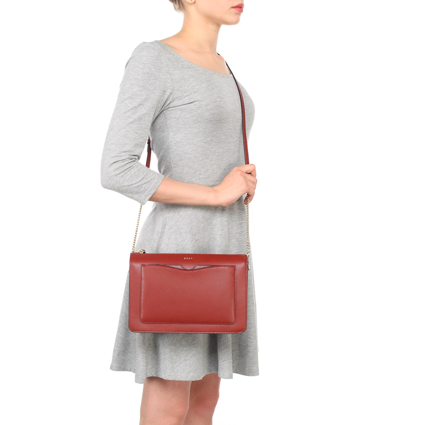 Женская красная сумка кросс-боди из сафьяновой кожи DKNY Cross Saffiano