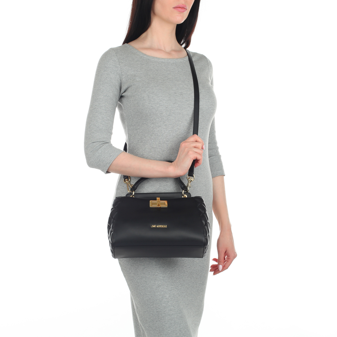 Женская черная сумочка с двумя отделами Love Moschino Fashion Quilted
