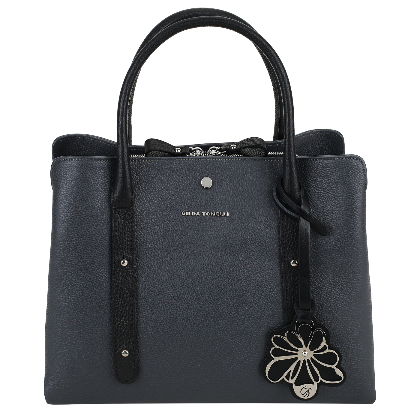Кожаная сумка Gilda Tonelli Dollaro 6243_grigio/nero_pc - 2000558564663 ...