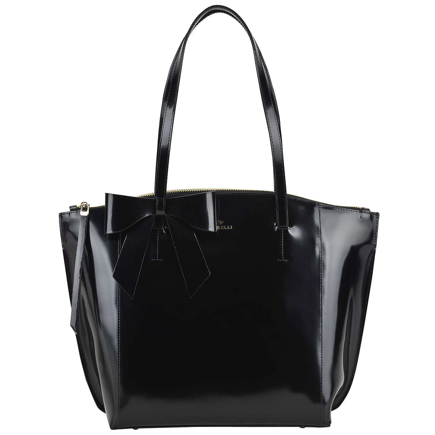 Aurelli Вместительная черная сумка из лакированной кожи
