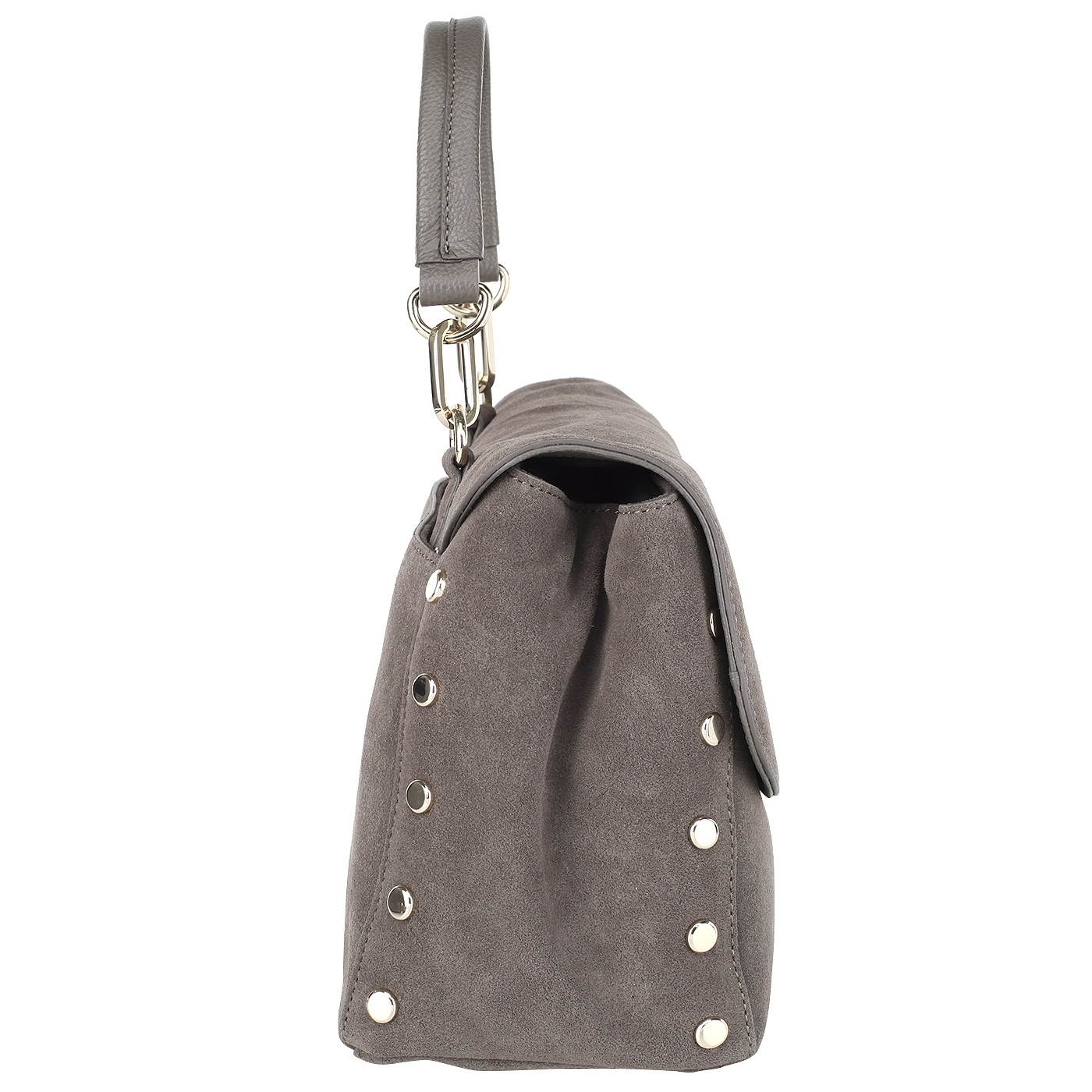 Серая замшевая сумка с откидным клапаном DKNY Suede