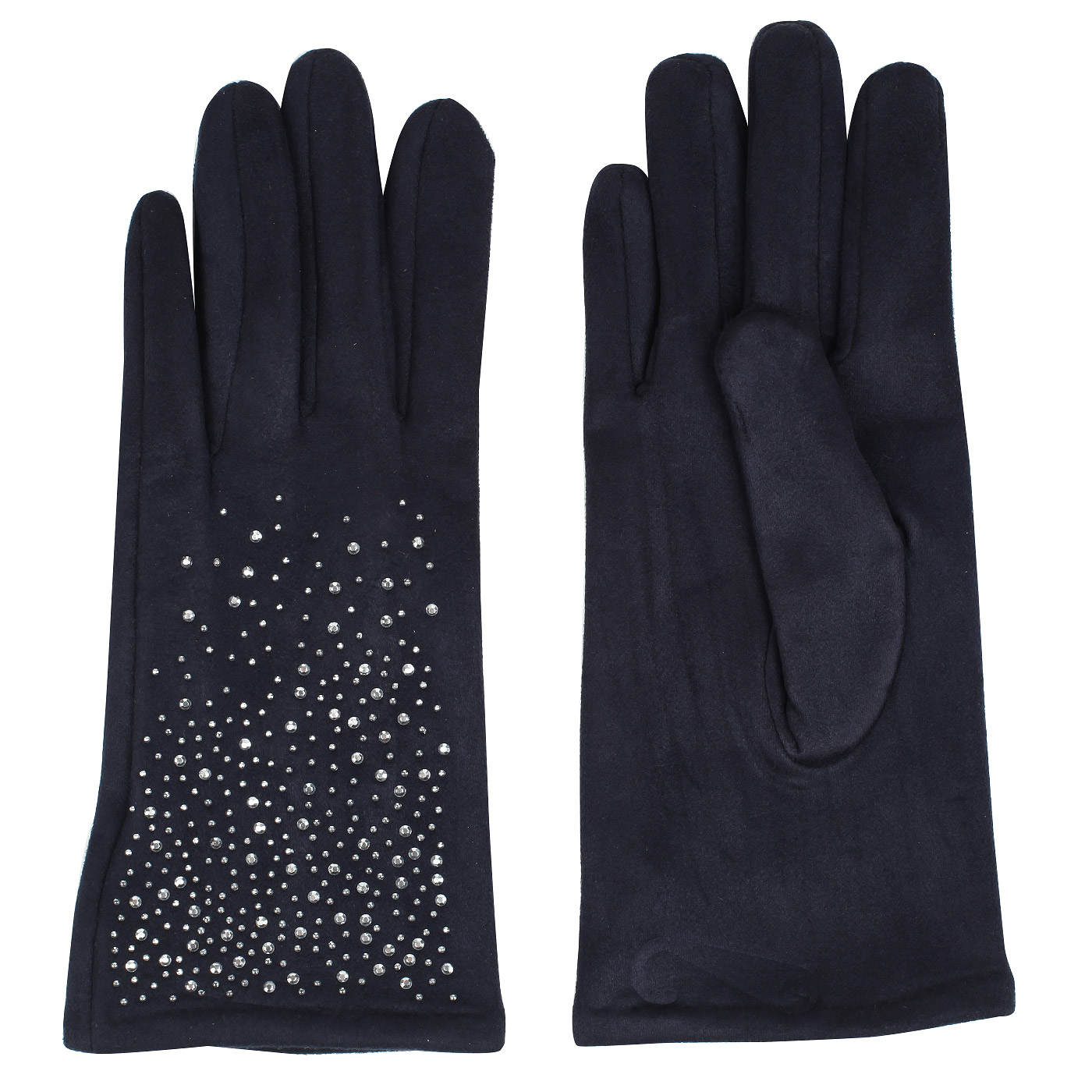 Женские синие перчатки со стразами Pia Rossini 