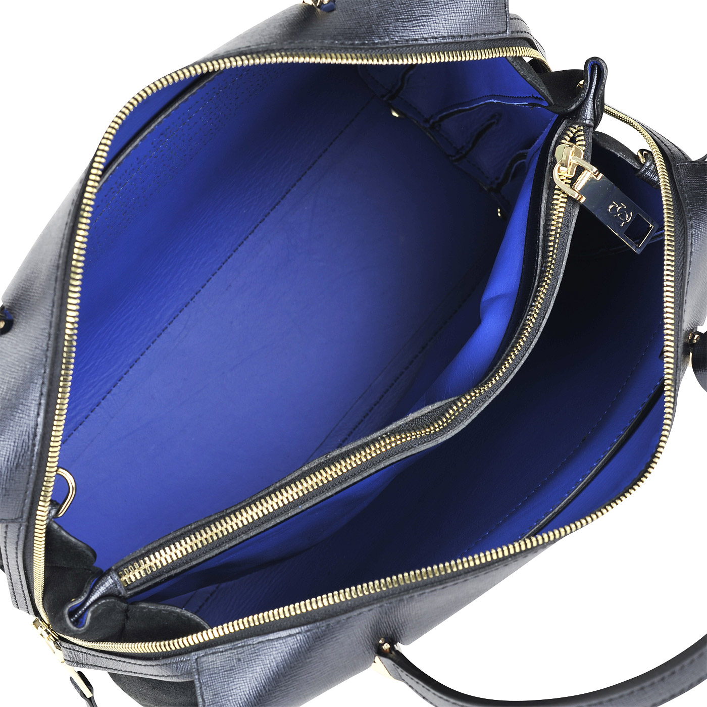 Женская черная сумка из сафьяновой кожи с замшей Carlo Salvatelli Saffiano