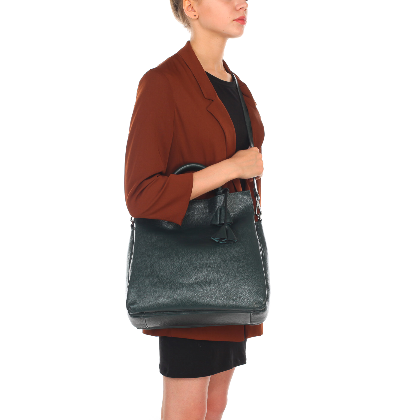 Женская сумка из металлизированной зеленой кожи Chatte 