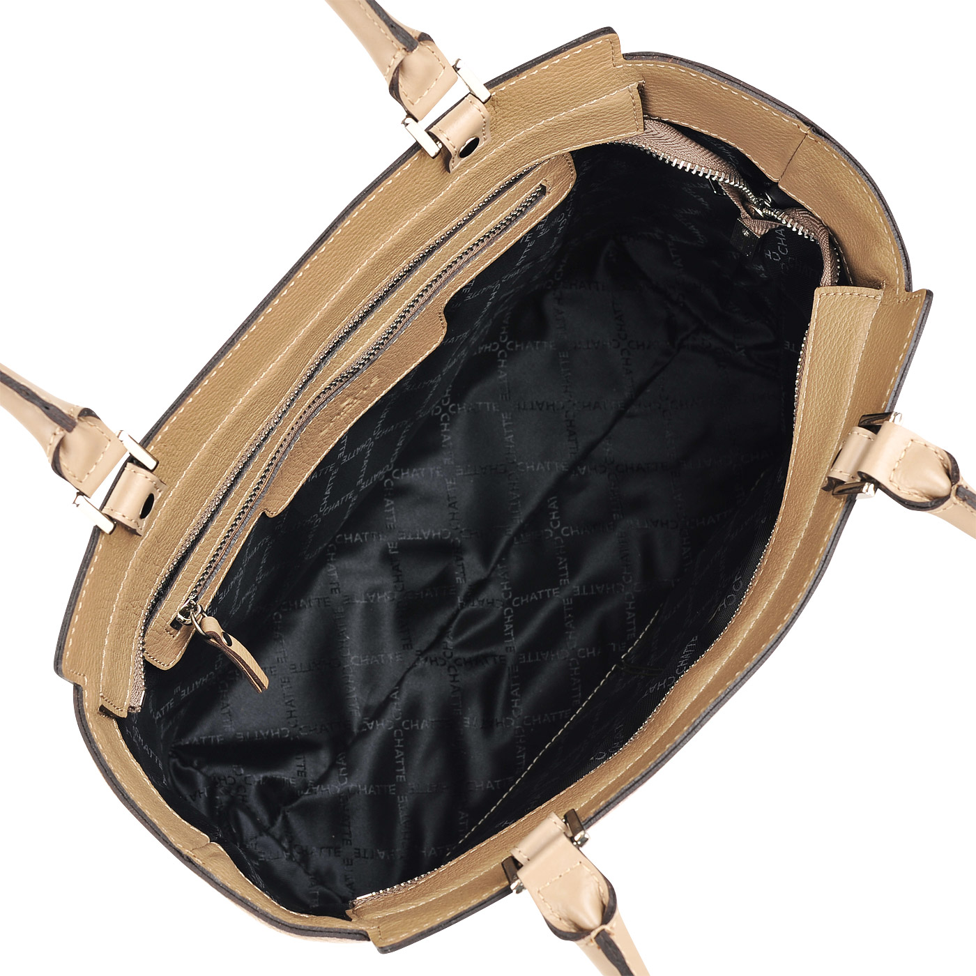 Практичная женская сумка из комбинированной кожи с длинными ручками Chatte 