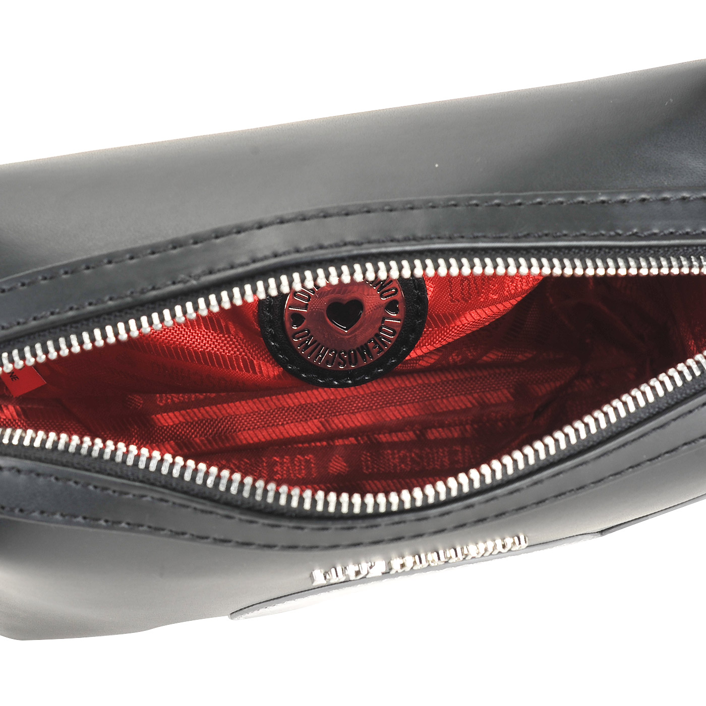 Маленькая черная сумка кросс-боди с серебряной аппликацией Love Moschino Gold heart