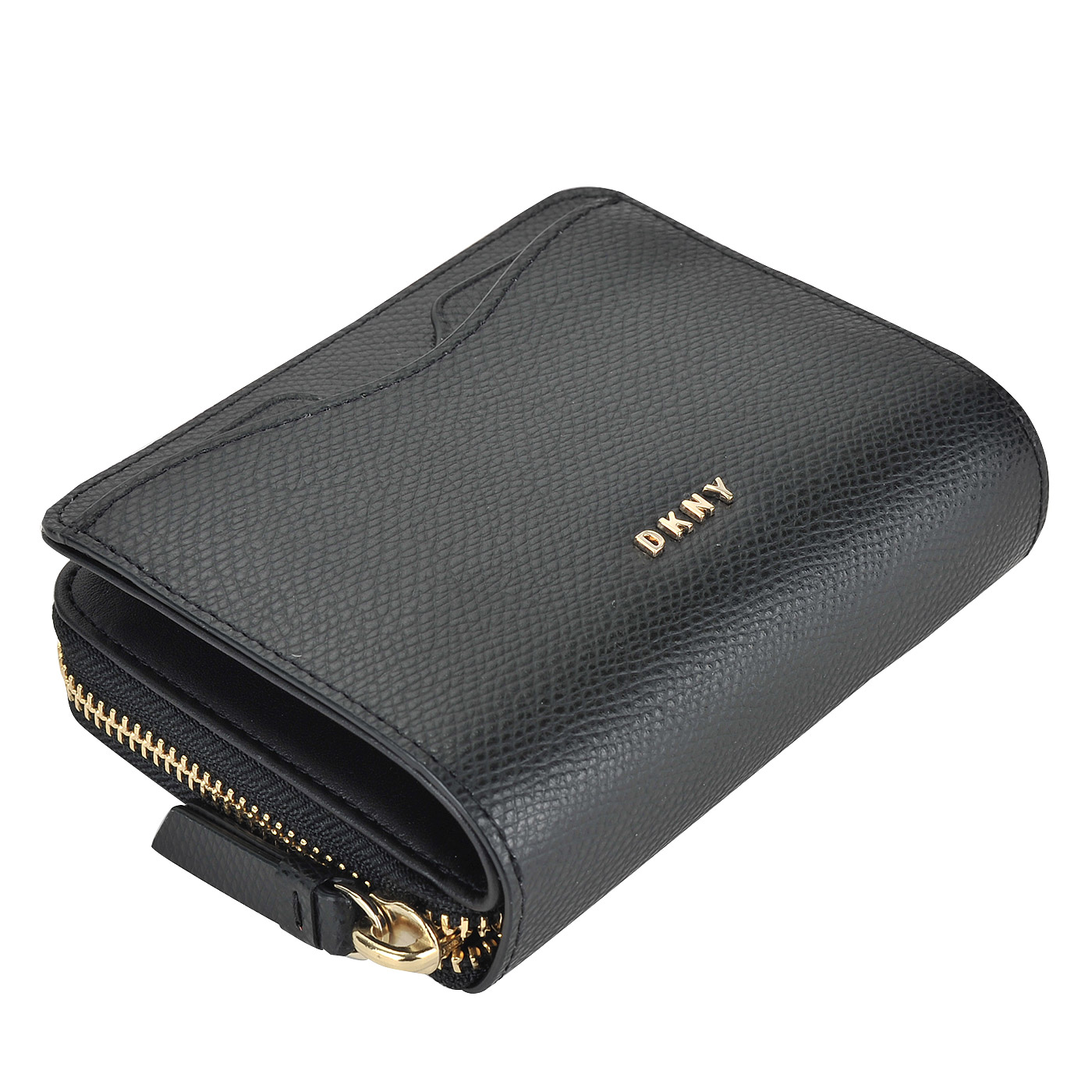 Компактное женское портмоне из зернистой матовой кожи DKNY Cross Saffiano