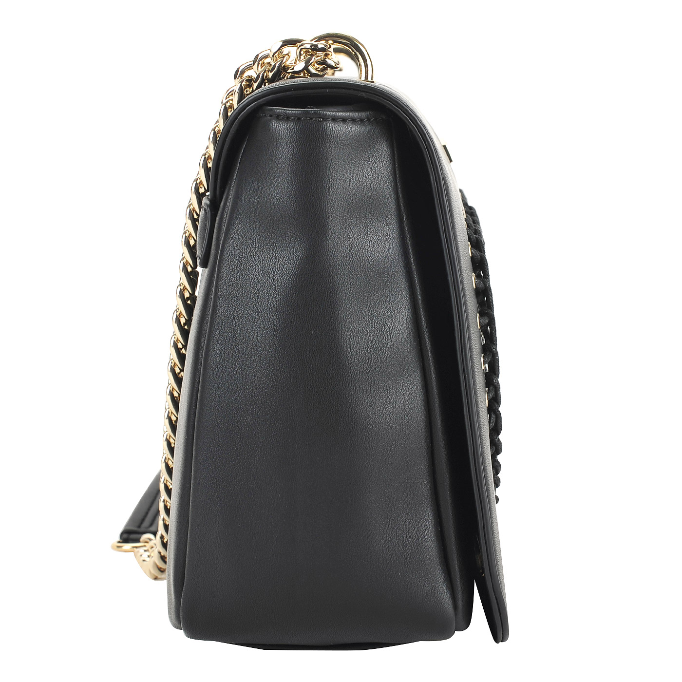 Черная женская сумка с откидным клапаном Love Moschino Stitching bag