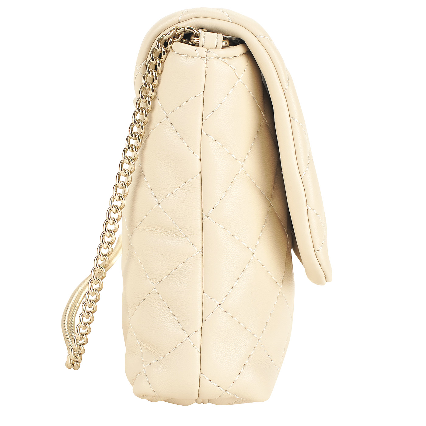 Маленькая бежевая стеганая сумка с откидным клапаном и цепочкой Love Moschino Evening bag