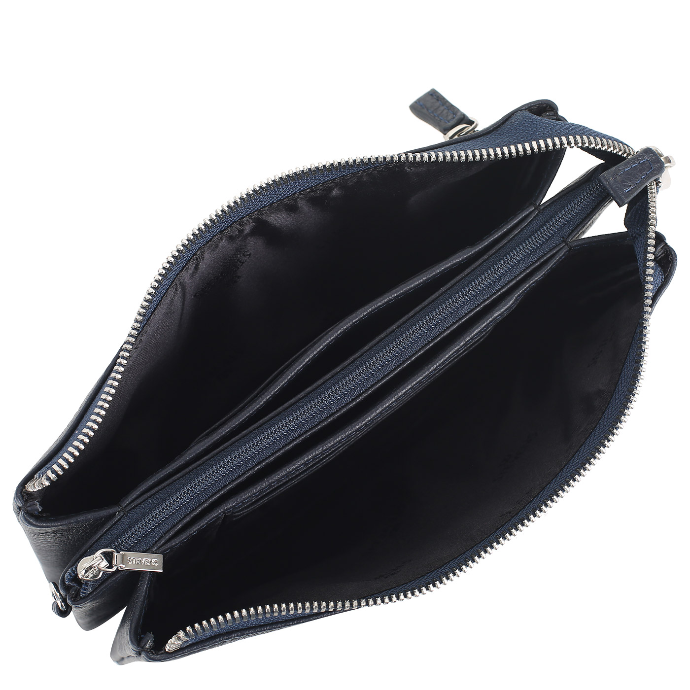 Клатч на молнии из синей кожи Stevens 