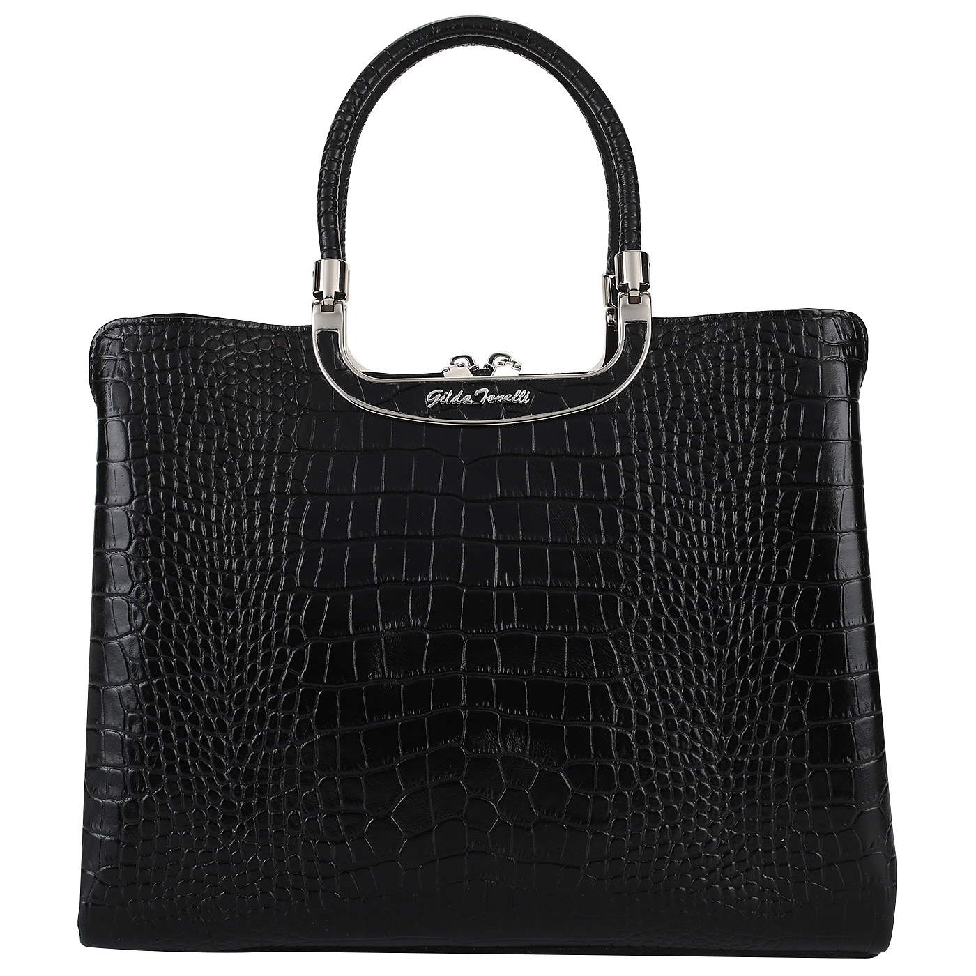Gilda Tonelli Черная сумка с отделкой под крокодила