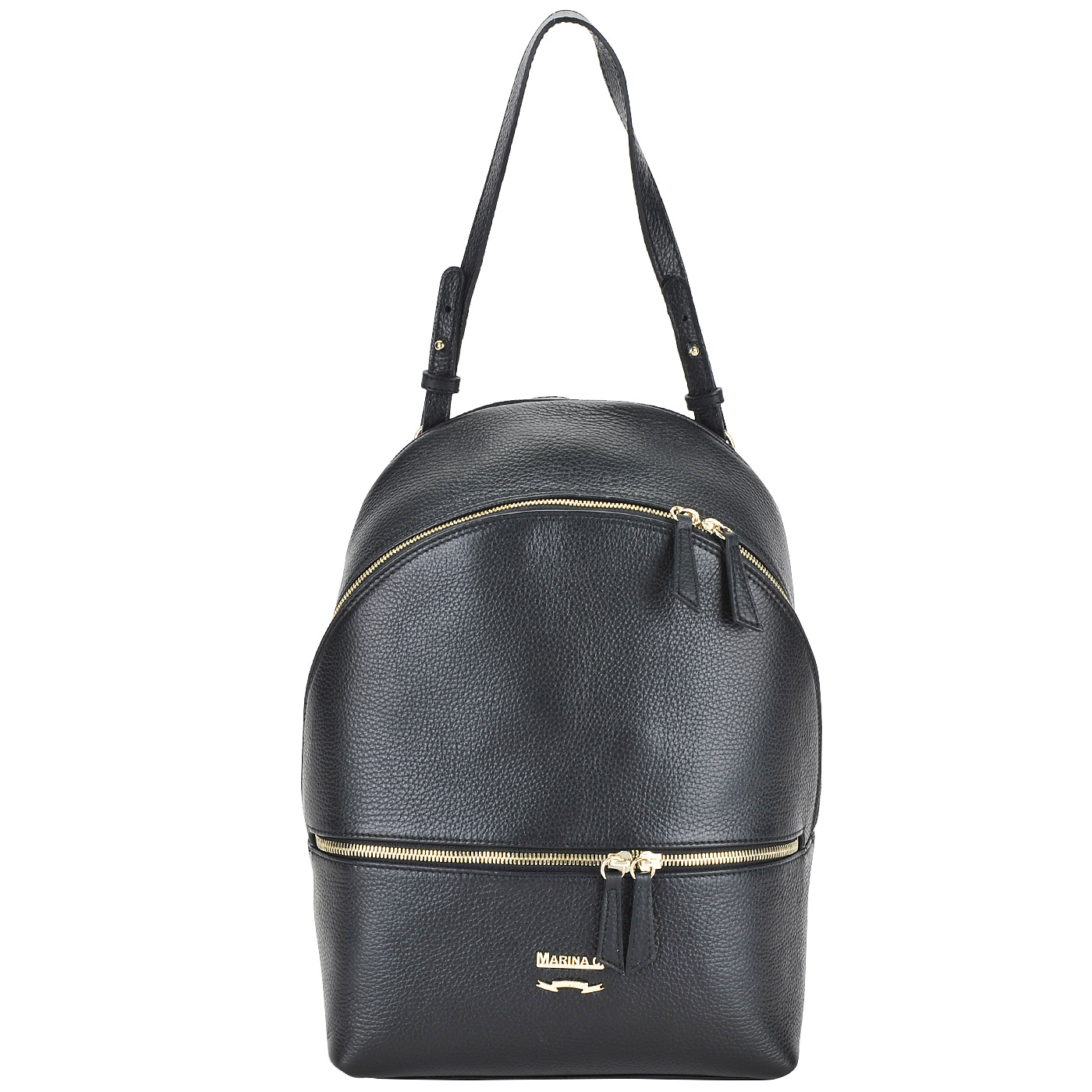 Marina Creazioni Вместительный черный кожаный рюкзак с золотыми деталями