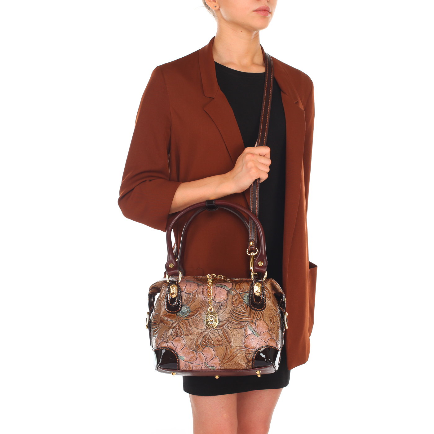 Женская кожаная сумка с тиснением Marino Orlandi 