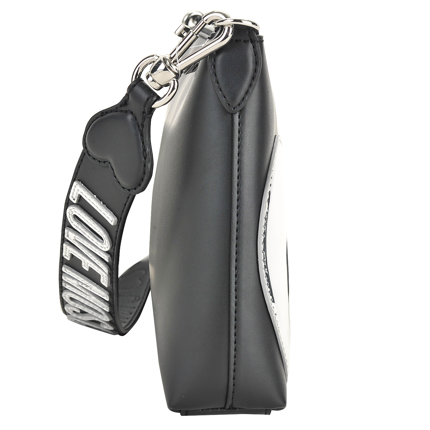 Маленькая черная сумка со съемным плечевым ремешком и с серебряной аппликацией Love Moschino Gold heart