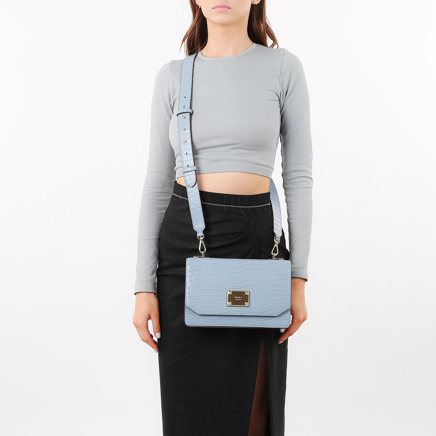 Сумка с отделкой под кожу крокодила DKNY Pearl