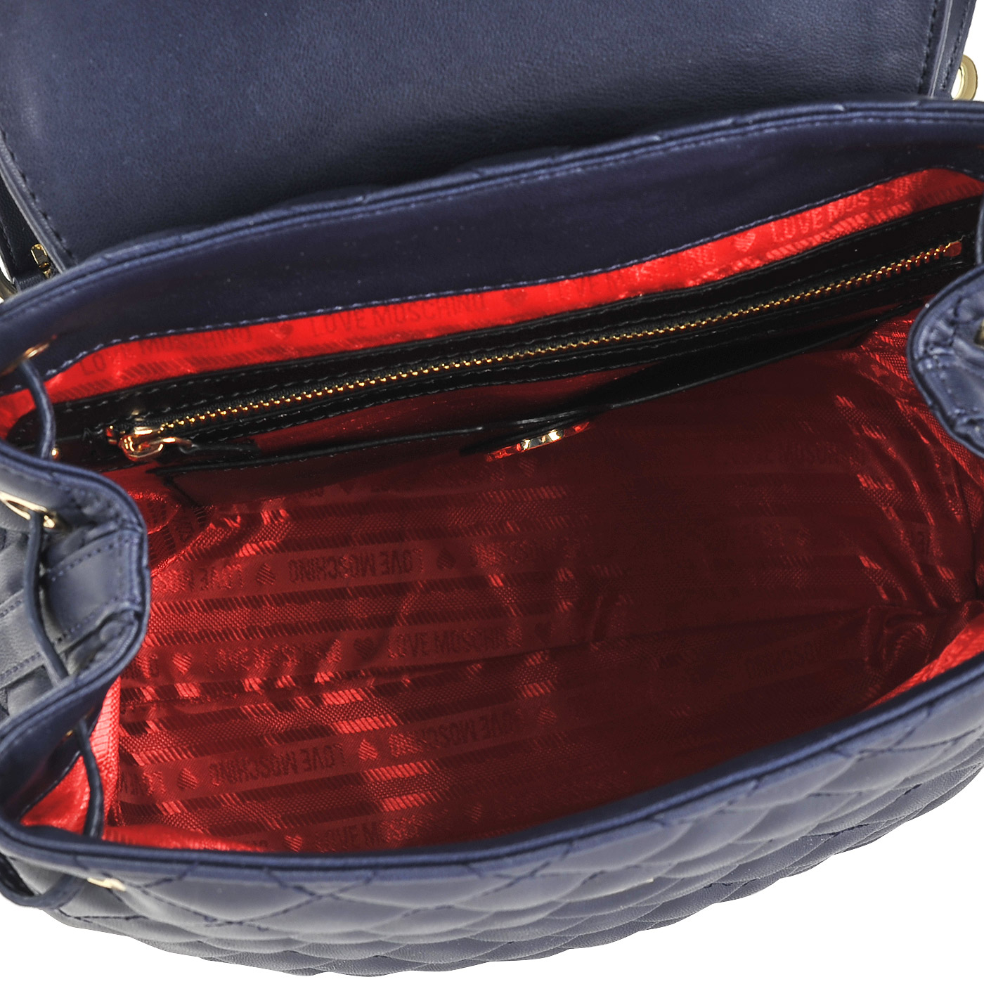 Вместительный женский стеганый рюкзак синего цвета Love Moschino Super Quilted