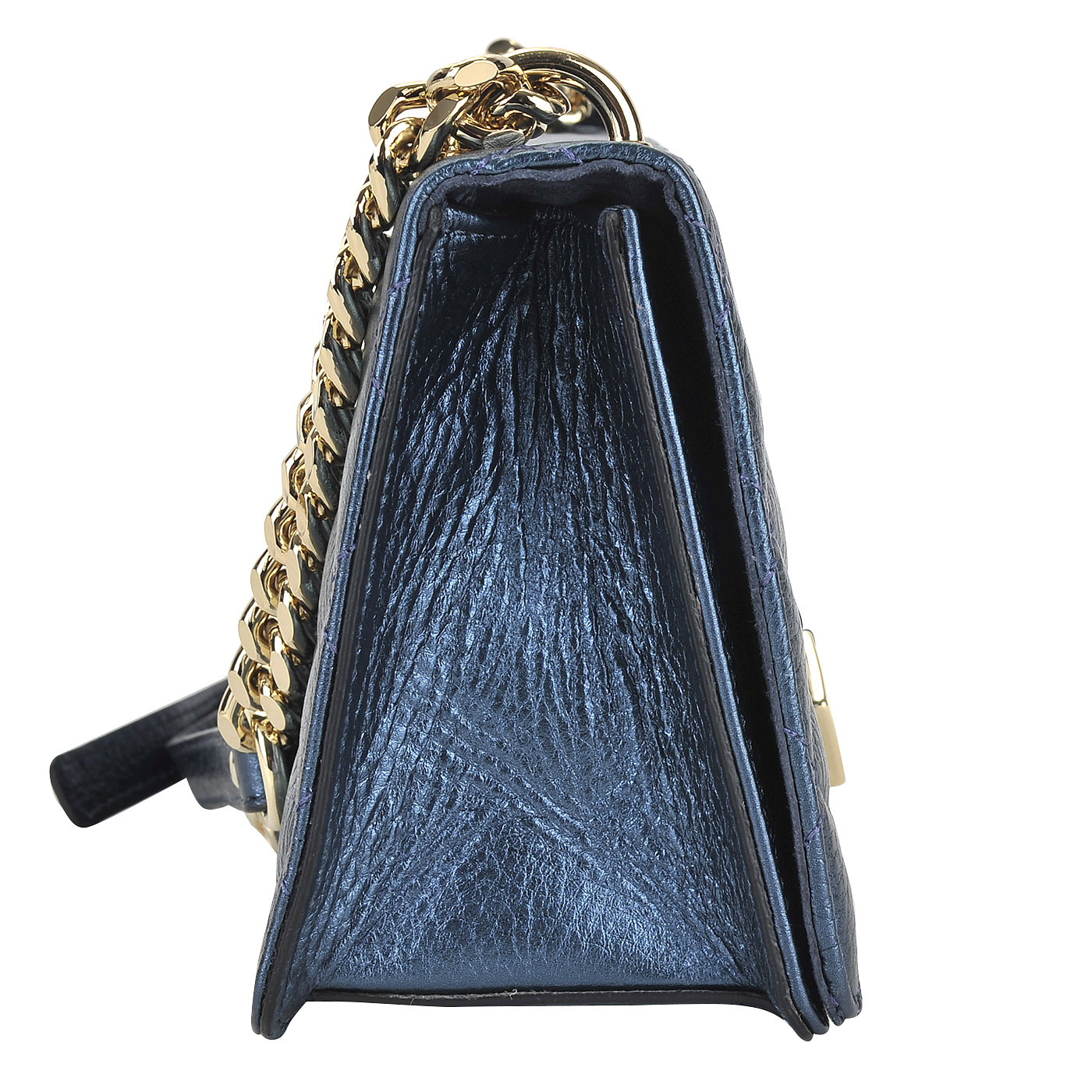 Женская стеганая сумочка из синей металлизированной кожи через плечо Ripani Elba