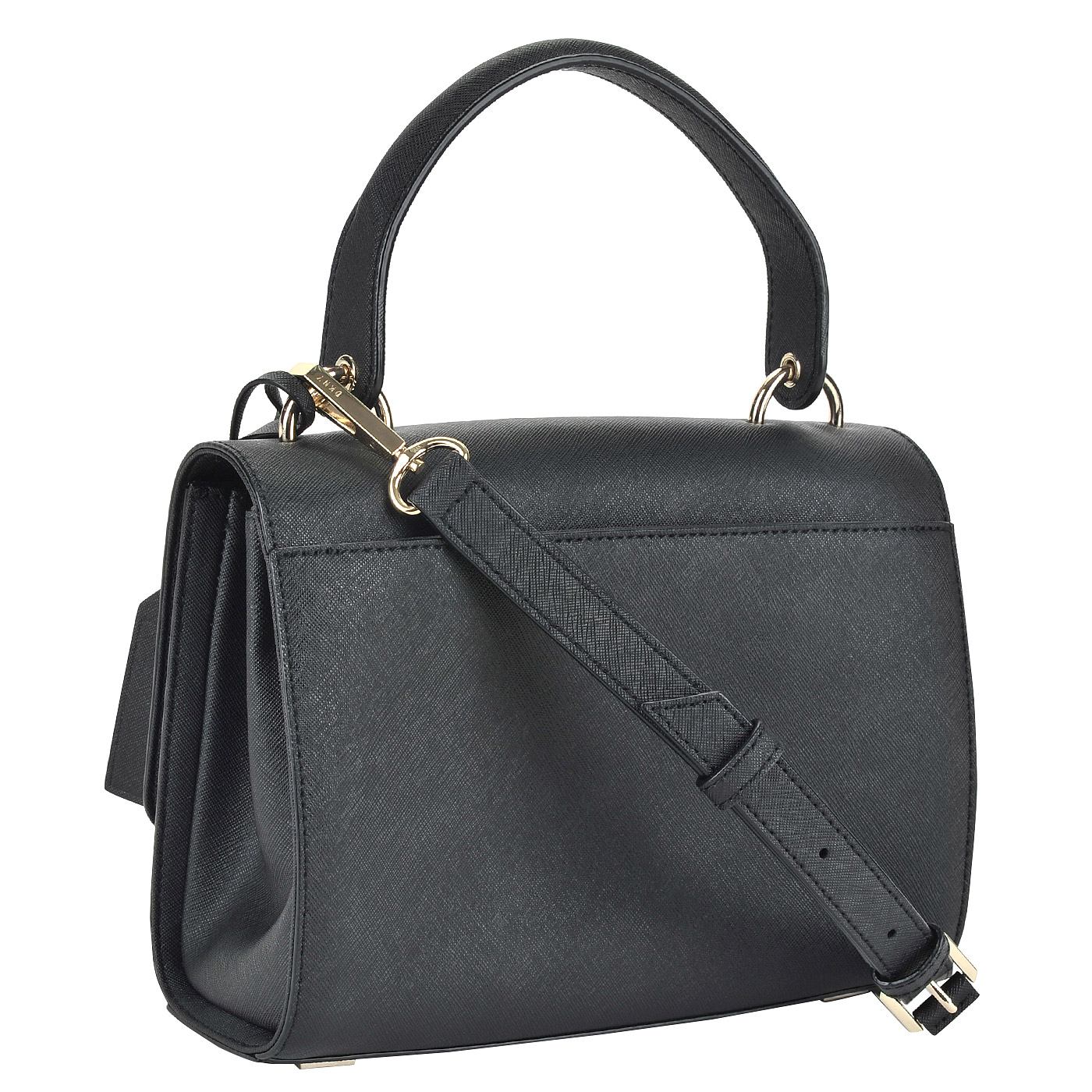 Женская сумочка из сафьяновой черной кожи с плечевым ремешком DKNY Soft Saffiano