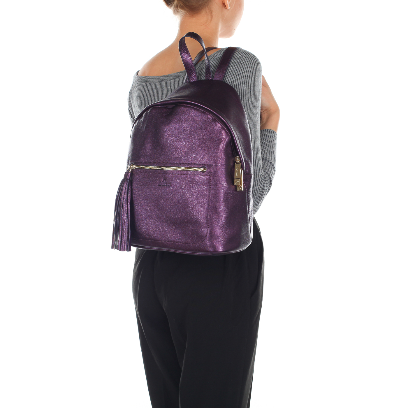 Женский рюкзак из металлизированной кожи Aurelli 