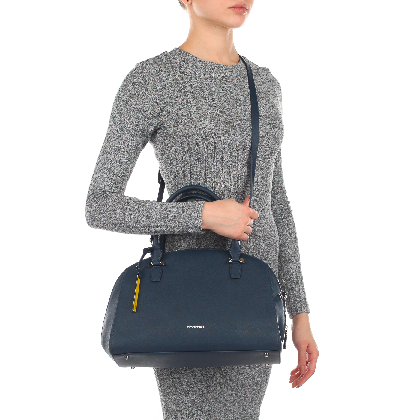 Женская сафьяновая сумка на двойной молнии Cromia Perla