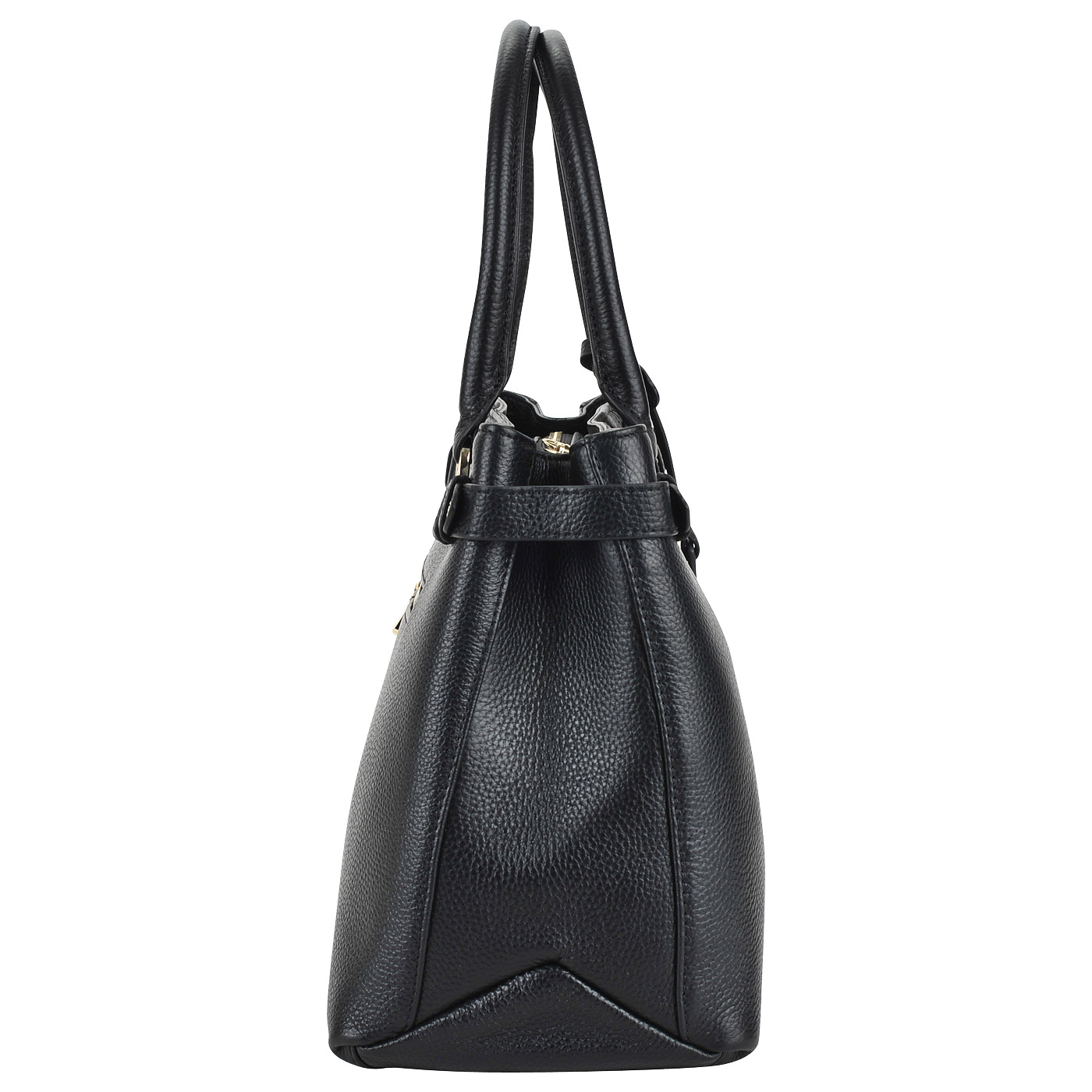 Вместительная кожаная сумка черного цвета Fiato Dream 