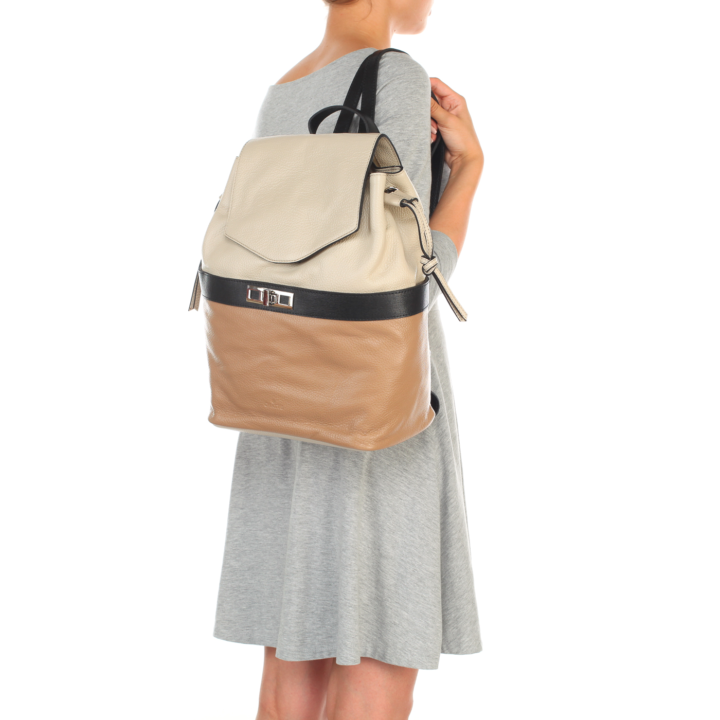 Вместительный женский рюкзак из комбинированной кожи Chatte 