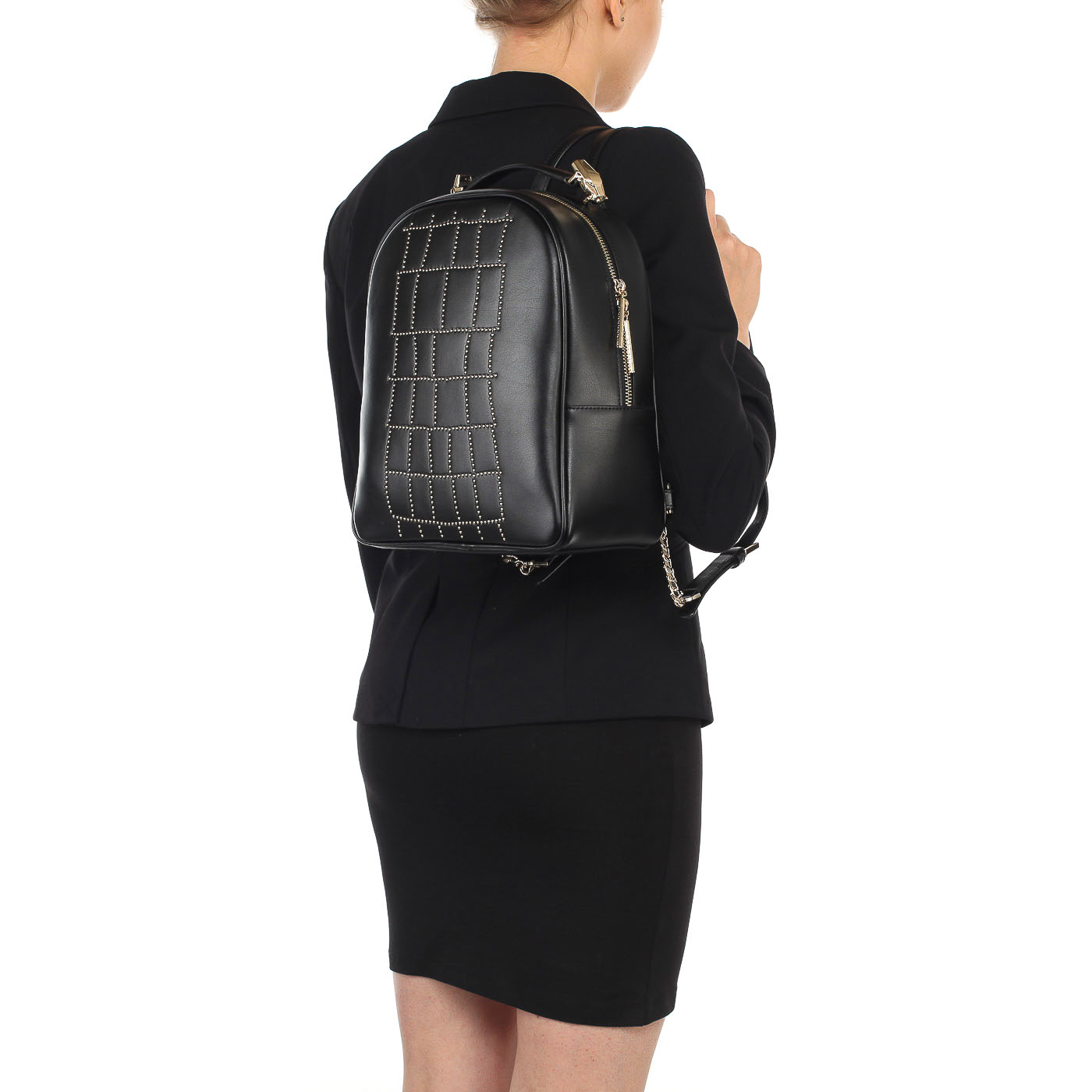 Женский рюкзак черного цвета Cavalli Class Croco Lux