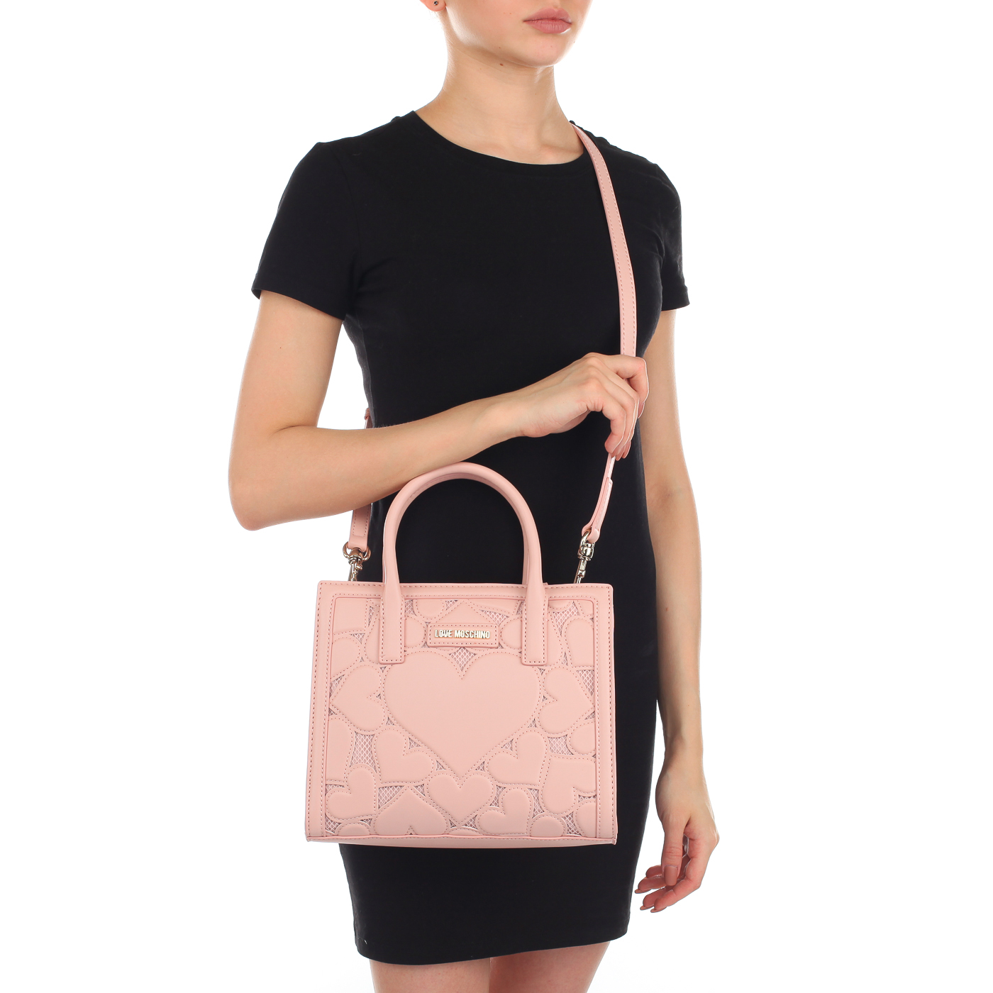 Женская розовая сумочка Love Moschino Love Intarsia