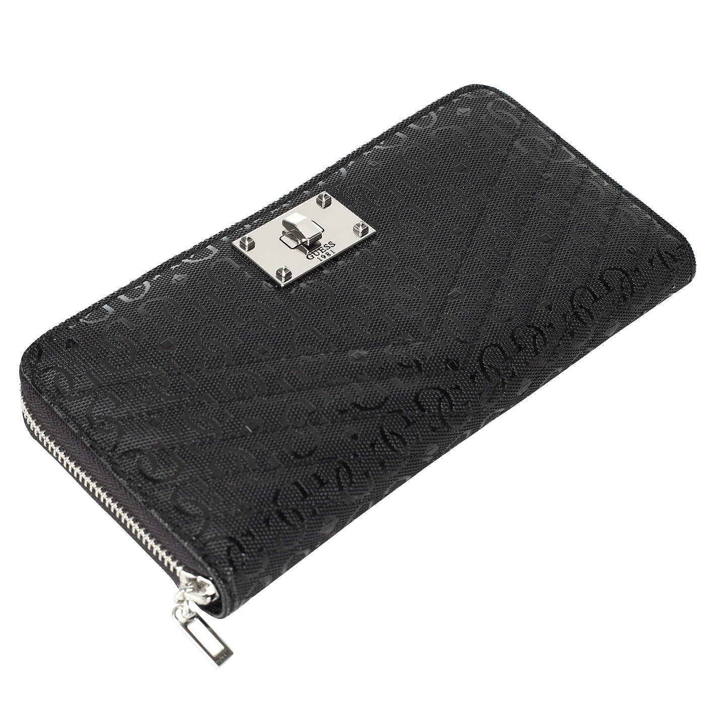Черное портмоне со съемной петелькой для руки Guess Halley