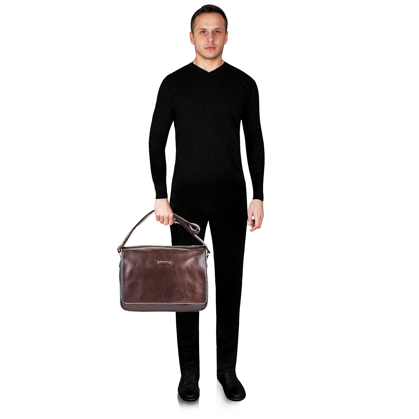 Мужская кожаная сумка через плечо Piquadro Blue square