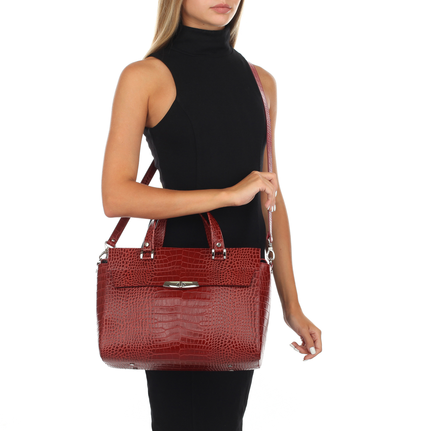 Сумка с отделкой под кожу крокодила Chatte 